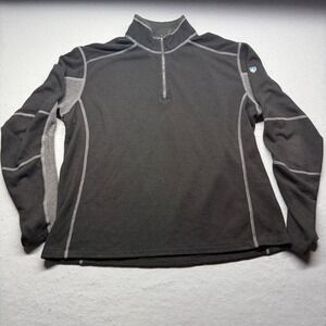 KUHL Quarter Zip Pullover Mens XL Black Kashmira Fleece Hiking Sweater Logo